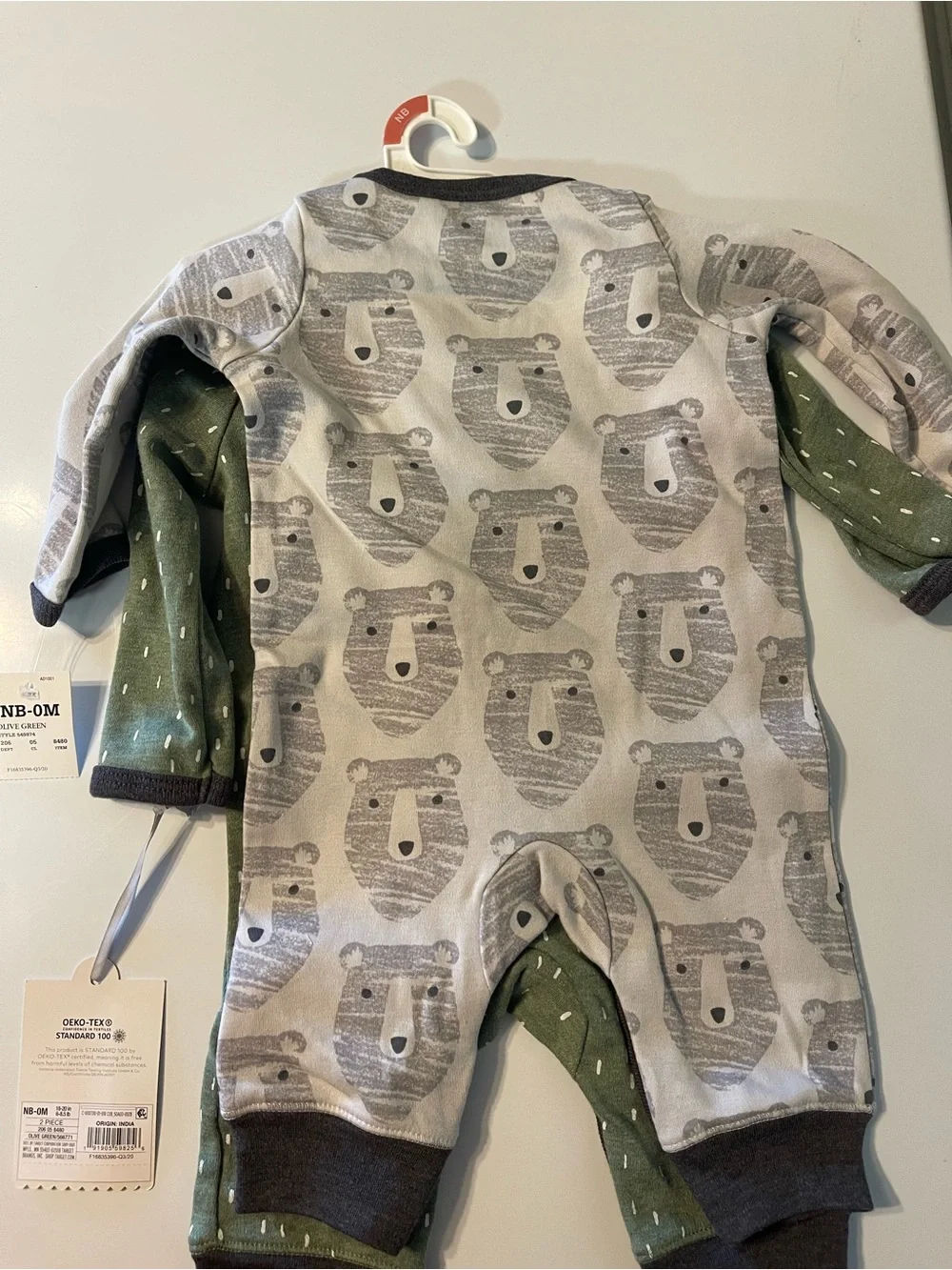 NWT- 2 piece-Organic Green Snap Baby One-Piece Romper